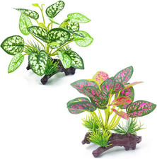 2pcs Reptile Artificial Plants, Terrarium Plants Decorations Supplies, Aquari...