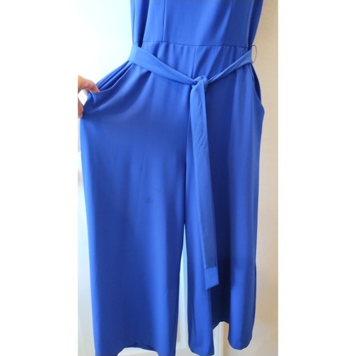 Danny and Nicole Royal Blue Sleeveless Belted Wide Leg Jumpsuit size 10 - Picture 4 of 16