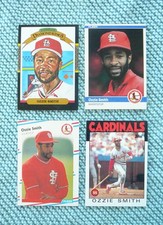Ozzie Smith 1984 Fleer, 1986 Topps, 1986 Donruss DK, 1988 Fleer, Cardinals great