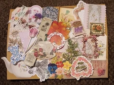 25 Piece Floral Junk Journal Grab Bag Scrapbooking Ephemera Vintage Small Lot