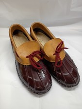Vtg Made in USA Duck Shoes Rubber Mocs Cordovan Burgundy 1-Eyelet W(7)