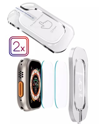 2x Display Schutzglas für Apple Watch Ultra 1+2 Schutz Folie mit Montagehilfe