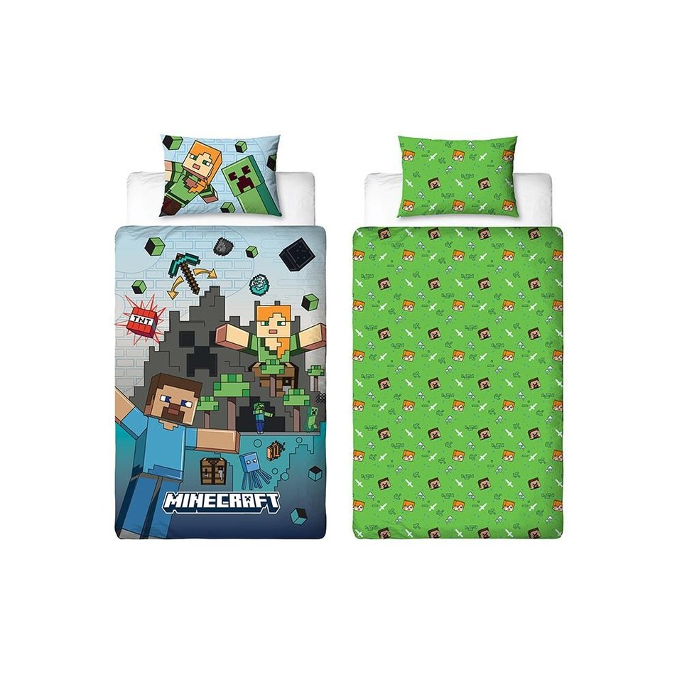 Minecraft Levels Single Duvet Quilt Cover & Pillowcases Children's ...