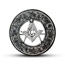 Scottish Highland Kilt Brooch Thistle Masonic badge in an Nickel Chrome