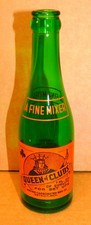 1940s QUEEN OF CLUBS SODA 7oz. Green ACL Bottle (EX+) Detroit Michigan