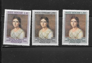 VATICAN CITY SC#338-40 MNH XF 1967 OLD PAULINA JARICOT ART STAMP/PICTORIAL SET