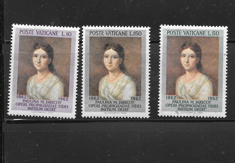 VATICAN CITY SC#338-40 MNH XF 1967 OLD PAULINA JARICOT ART STAMP/PICTORIAL SET