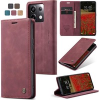 HandyhüLle KlapphüLle Leder Vintage-Nubuk FüR Poco X6 Pro 5G Mit Kartenfach