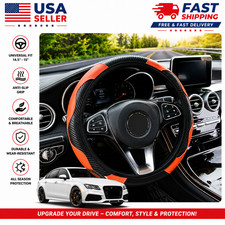 Universal Leather Car Steering Wheel Cover Anti-Slip Sport Grip Protector 15 USA