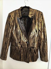 ASOS Black Velvet Gold Sequin Tuxedo Smoking Jacket 38  Blazer Jacket Party Prom