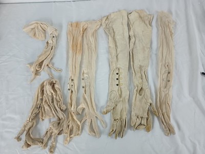 Lot of 5 Vtg Womens Gloves Opera Evening Dress Ivory Long Leather & Nylon READ