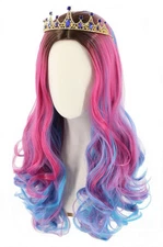 Kids Wig Long Wavy Pink Blue Girls Halloween Party Wig with Black Roots, & More
