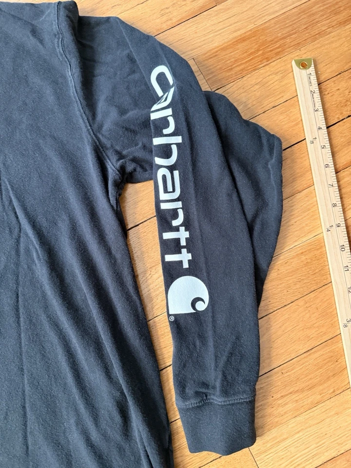 Camisa de manga larga Carhartt Fit para hombre L alta negra clara cuello redondo sin bolsillo Foto 2 de 4