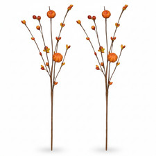 Fall Pumpkin Stem Faux Pumpkin Pick Autumn Berry Stem Thanksgiving Decor Fall Fl