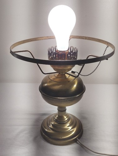 Vintage Arts And Crafts Brass Electric Stained Glass Hurricane Lamp Farmhouse - Picture 5 of 20