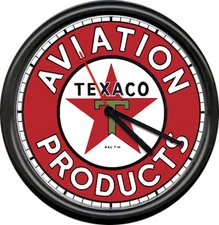 Texaco Gas Oil Service Station Attendant Aviation Pilot Pump Sign Wall Clock