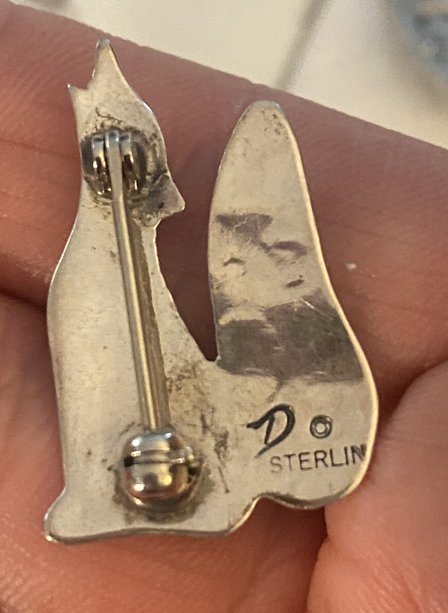 Native Signed Small Sterling Silver Turquoise How… - image 2