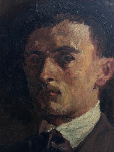 Quadro Antico Ritratto Autoritratto Di Pittore Firmato Lacroix Art Nouveau 1907