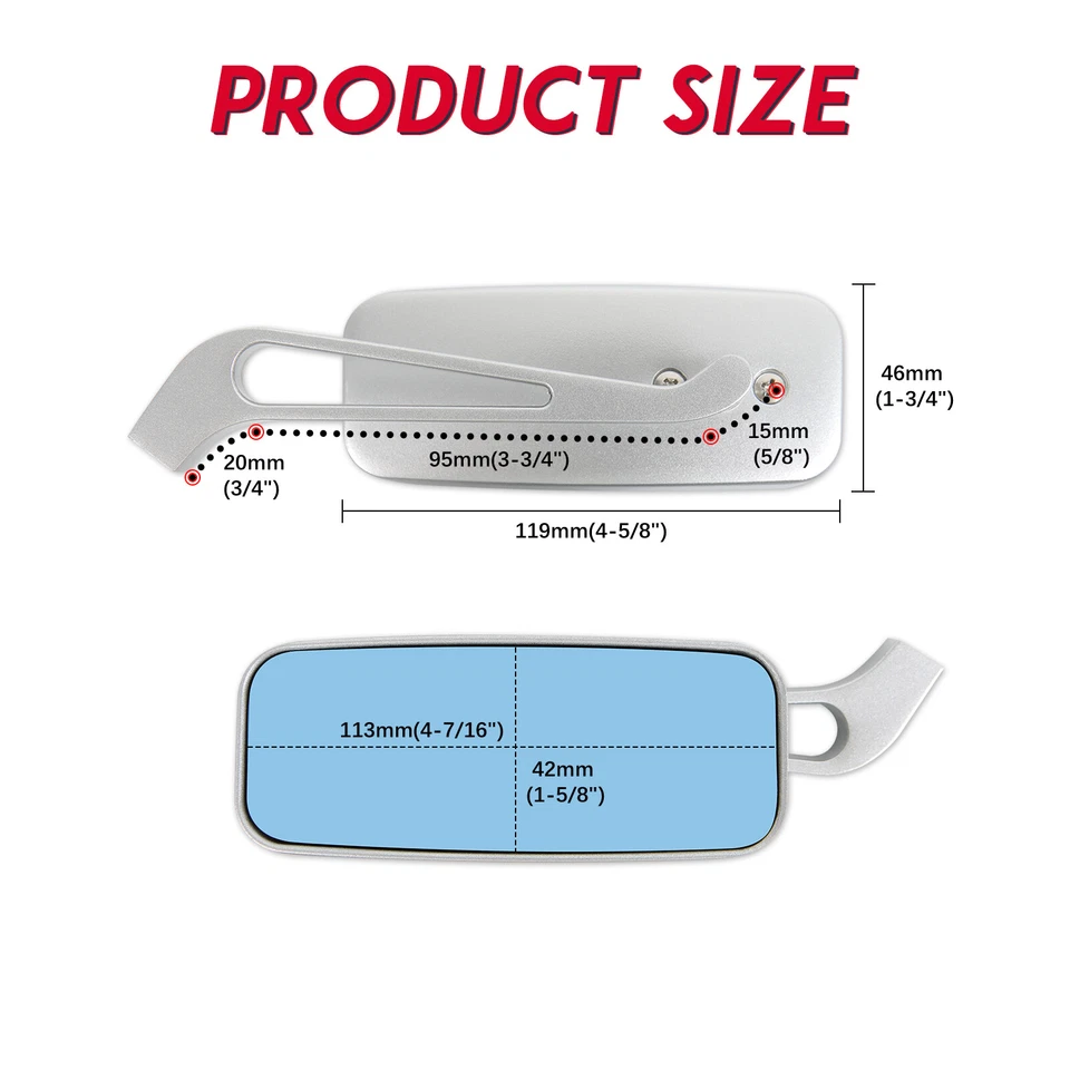 For Yamaha VMAX 1200 1700 Cruiser Chrome Motorcycle Rear View Mirrors 8MM 10MM - Image 3 of 4