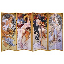 6 ft. Tall Double Sided Four Seasons Canvas Room Divider