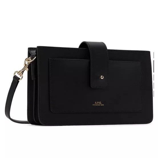 🤍 APC Black Albane Leather Clutch With Crossbody Strap Bag | eBay