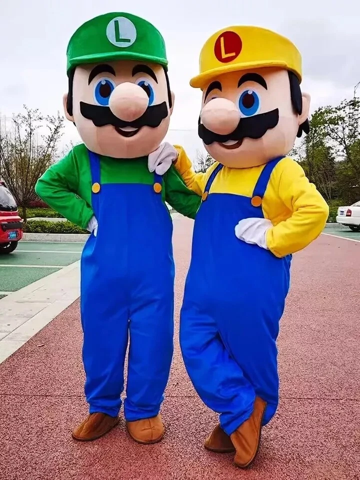 Halloween Super Mario Mascot Costume Party Fancy Dress Brothers  Suits  Adult - Image 4 of 4
