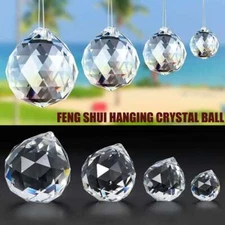 FENG SHUI HANGING CRYSTAL BALL Clear Faceted Sphere Sun Catcher Rainbow Prism US