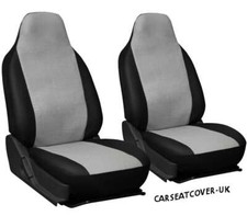 For Citroen C8 - Pair of Front GREY & BLACK Leatherette Car Seat Covers