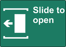 SLIDE TO OPEN DOOR LEFT, bUSINESS SIGN WINDOW DOOR  Adhesive Vinyl Sign Decal