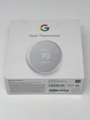 Google Nest Thermostat G4CVZ Programmable Wi-Fi Thermostat - Snow Very Good Cond