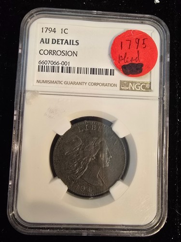 1794 large cent head of 1795 NGC AU Detail Corrosion - Picture 2 of 3