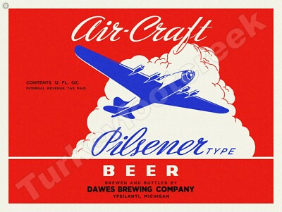 Air-Craft Pilsener Beer Label 9'' x 12'' Metal Sign