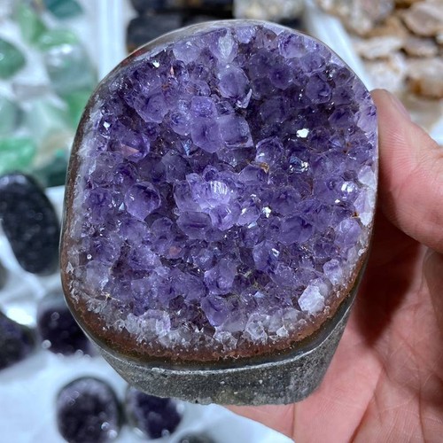 Large Cut Base Natural Amethyst Quartz Crystal Cluster Geode Home Ornament Reiki - Picture 4 of 18
