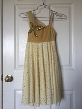  Yellow Lyrical Ballet Dress with flower SIZE: MC 8-10 year olds 