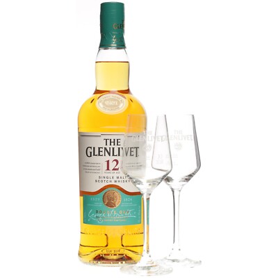 Glenlivet 12 Jahre Double Oak 0,7 Liter 40 % Vol.  + 2 Nosing Gläser