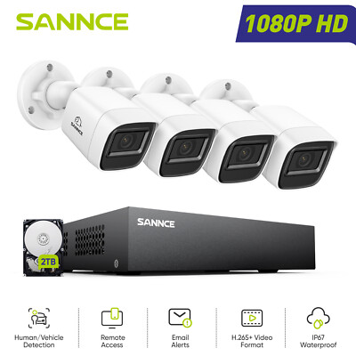 SANNCE 1080P Lite 8CH 5in1 DVR Outdoor Security Camera System AI Detection 2TB