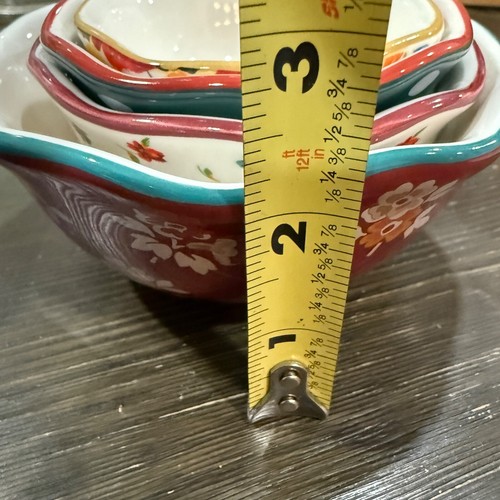 THE PIONEER WOMAN Mini Casserole Dish Blue Pot Floral Lid+Set of Ceramic Cups - Picture 6 of 9