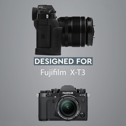 MegaGear Fujifilm X-T3 Ever Ready Top Grain Leather Camera Half Case and Strap - Picture 5 of 17