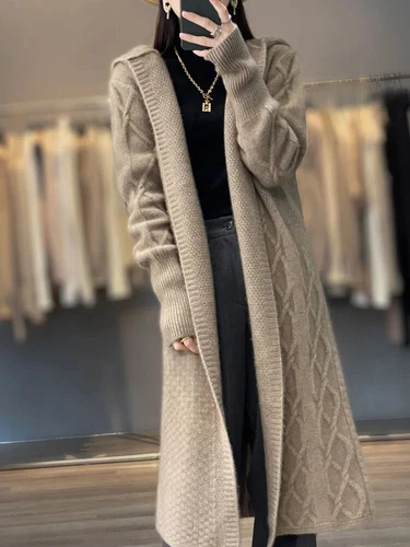 Winter 100% Damen Strickjacke Langarm Herbst Pullover Strick Long Mantel - Bild 11 von 11