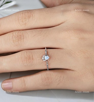 Sterling Silver Alexandrite Stone Moissanite Stackable Elegant Ring US All Size