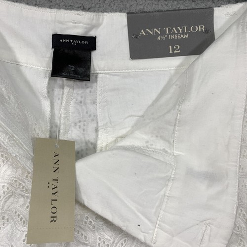 Pantalones cortos para mujer Ann Taylor novio talla 12 blancos 4 1/2" entrepierna NUEVOS - Imagen 10 de 15