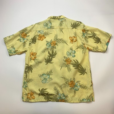 Tommy Bahama Hawaiian Shirt Mens M Medium Yellow Button Up Silk Blend  Collared