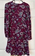 LOFT NWOT Women’s Purple Floral Long Sleeve Zipper Dress Sz 0