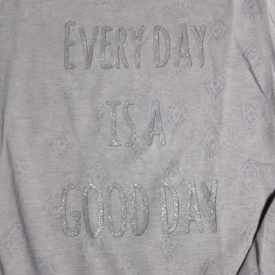 Graues Langarmshirt Gr. 116 Longsleeve Motto Everyday is a good Day Mädchen grau