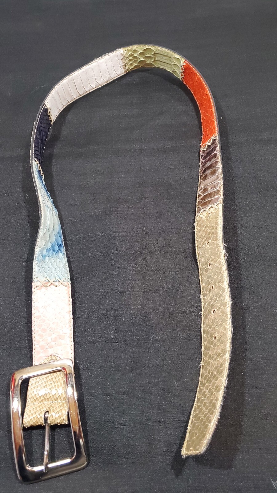 genuine python skin belt multi color bintage belt… - image 7