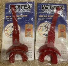 VETTEX Double Mouthguard with Strap and Lip Protection Guard ADULT Red. Lot Of 2