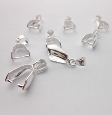 10PCS L-M-S 925 Sterling Silver Findings Bail Connector Bale Pinch Clasp Pendant
