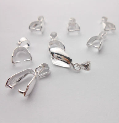 10PCS L-M-S 925 Sterling Silver Findings Bail Connector Bale Pinch Clasp Pendant