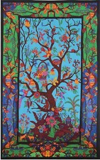 Tapiz 3D Colorido Árbol de la Vida Árbol de Floración Sagrada Trippy Selva Tropical