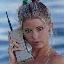 1983 Motorola DynaTAC 8000x Cell Phone Pretty Girl  POSTER 24 X 24 Inches